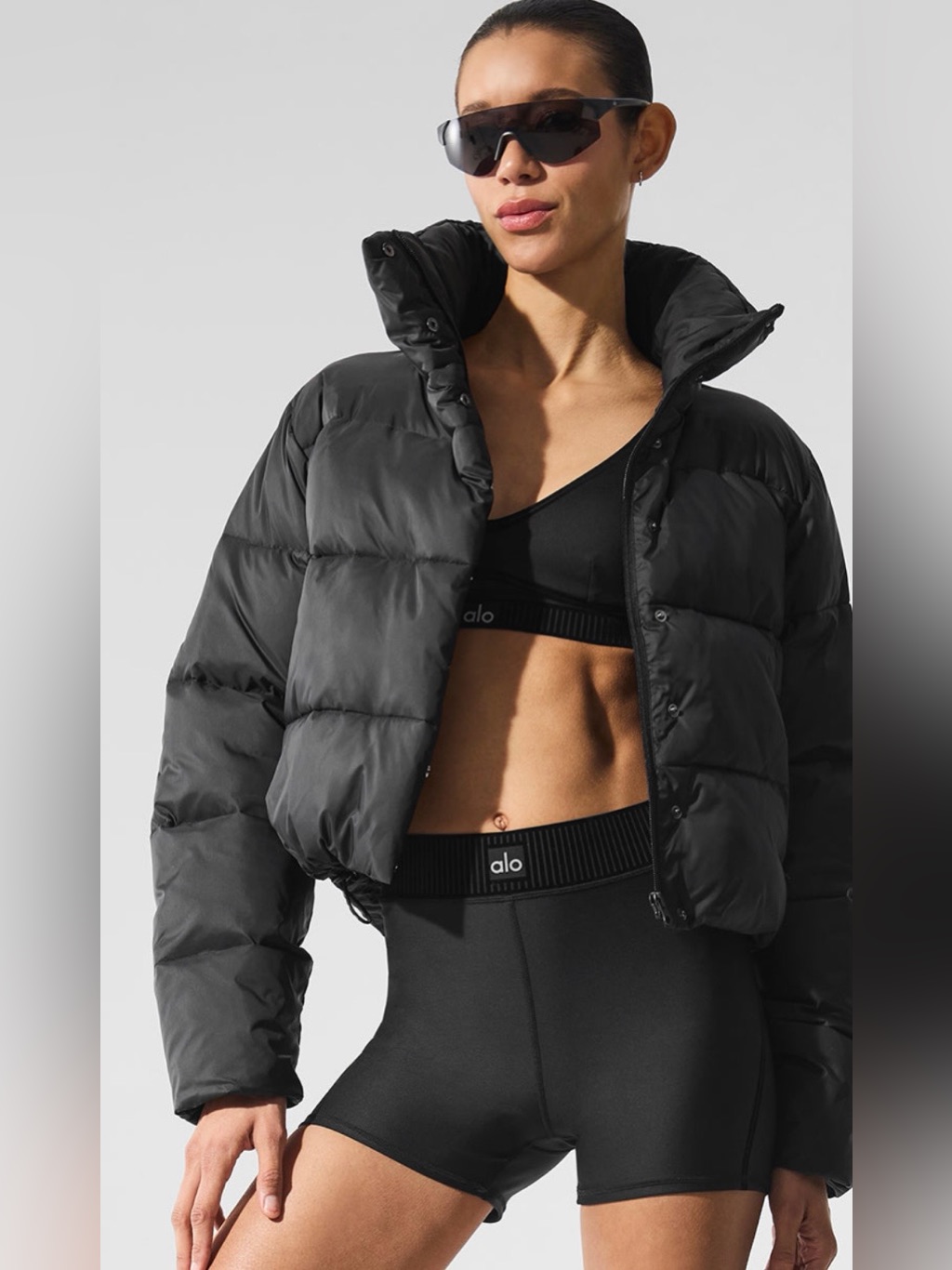 Alo Yoga Black Airlift High Waisted Line Up Shorts